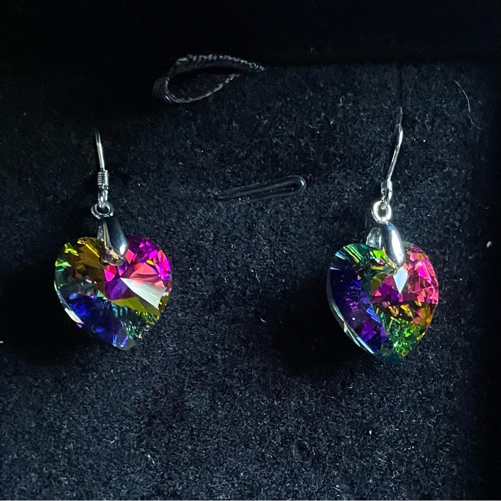 Austrian rainbow crystal earrings sterling silver